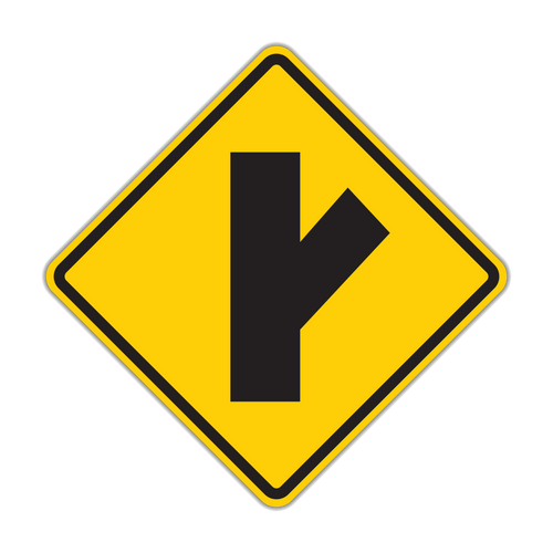 W2-3R - Side Road Oplique Right Signs