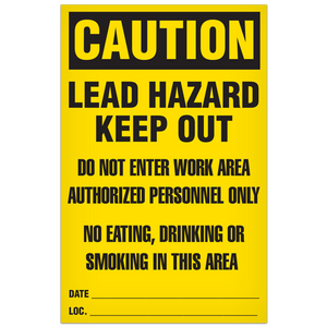 Caution Lead Hazard Sign 11"x17" (100/pkg) - 3 Packs