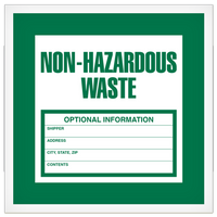 NON-HAZARDOUS WASTE Label (6" x 6") - 2 Rolls