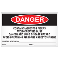 Danger Contains Asbestos Label 5"x3" (500/roll) - 4 Packs