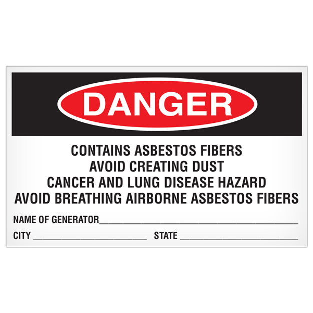 Danger Contains Asbestos Label 5