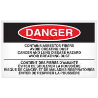 Danger Asbestos Label 5"x3" (500/roll) EN/FR - 4 Packs
