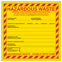 FEDERAL HAZARDOUS WASTELabel (6" x 6") - 2 Rolls