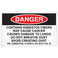 Danger Contains Asbestos Label 5"x3" (500/roll) - 4 Packs