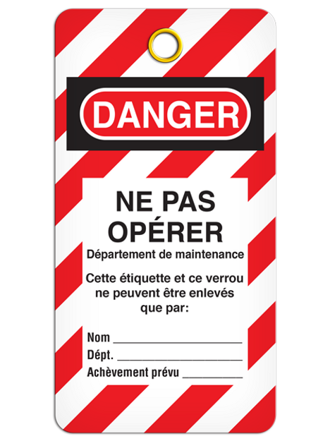 Danger - Ne pas - Maint. (25/ppkg) - RP  w/ ties - 3 Packs