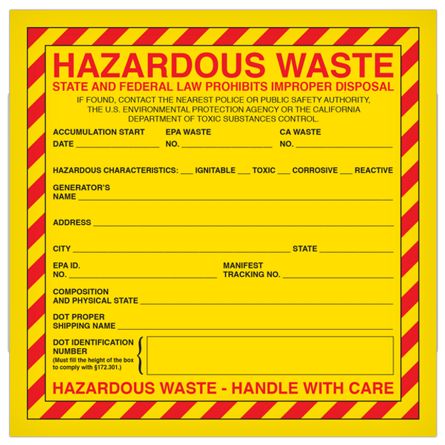 FED & STATE HAZARDOUS WASTE Label (6