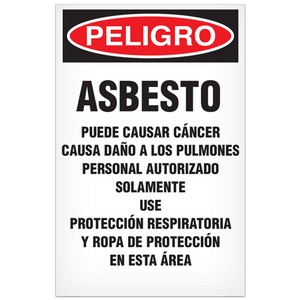 Peligro Asbesto Sign 11"x17" (100/pkg) SP - 3 Packs
