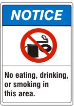 ANSI Z535 Notice No Eating Drinking Or Smoking In This Area | AN-28
