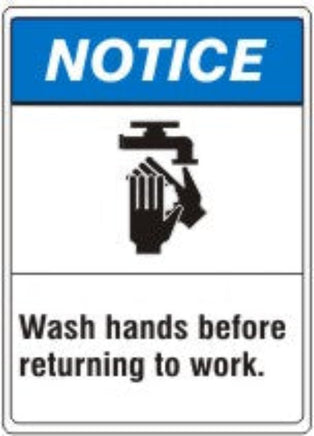 ANSI Z535 Notice Wash Hands Before Returning To Work Signs | AN-30