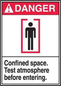 Ansi Danger Safety Labels - Confined Space - Test Atmosphere Before Entering