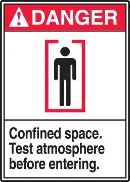 Ansi Danger Safety Labels - Confined Space - Test Atmosphere Before Entering
