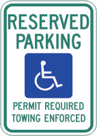 Reserved Parking Permit Required - HDCP Symbol  - 18x12 - .080 DG Aluminum