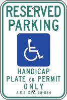 Reserved Parking Handicap Plate Or Permit - HDCP Symbol  - 18x12 - .080 HIP Aluminum