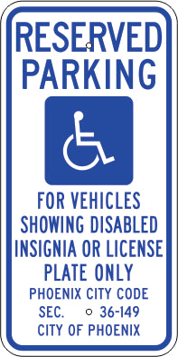 Reserved Parking For Vehicles Showing Disabled Insignia Or License Plate Only - HDCP Symbol  - 24x18 - .080 HIP Aluminum