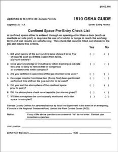 Confined Space Permits: Sewer Entry Permit