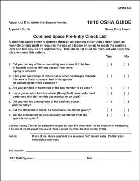 Confined Space Permits: Sewer Entry Permit