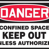 Osha Danger Safety Label: Confined Space - Keep Out Unless Authorized