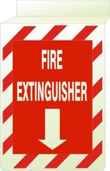 Glow Ceiling Sign - Fire Extinguisher Down Arrow