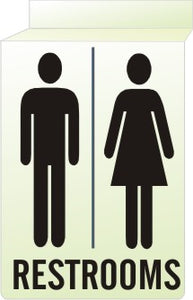 Glow Ceiling Sign - Restrooms