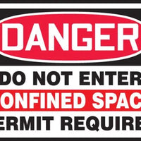 Osha Danger Safety Label: Do Not Enter - Confined Space - Permit Required