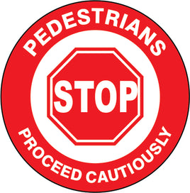 Stop Pedestrians Proceed Caustiously Anti-Slip Floor Decals | FDGL-51