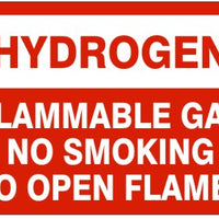 Hydrogen Flammable Gas No Smoking No Open Flames Signs | G-3762