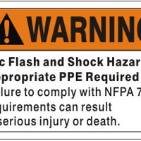 Warning Arc Flash Hazard Appropriate PPE Required Signs | AF-6514