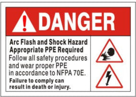 Danger Arc Flash Hazard Appropriate PPE Required Signs | AF-6516