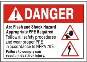 Danger Arc Flash Hazard Appropriate PPE Required Signs | AF-6516