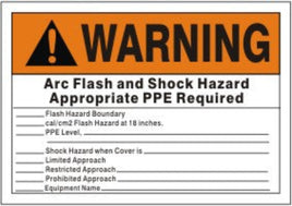Warning Arc Flash Hazard Appropriate PPE Required Signs | AF-6519