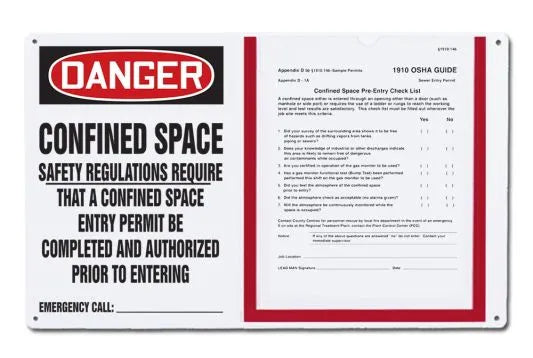 Osha Danger Permit Holder Board: Confined Space - Safety Regulations Require