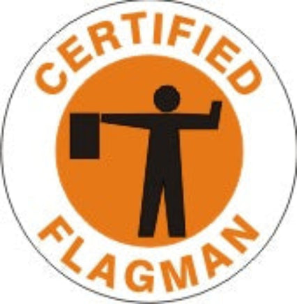 Certified Flagman With  Picto  - Helmet / Hard Hat Markers