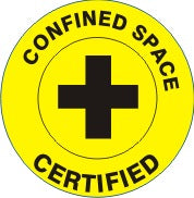 Confined Space Certified With Cross Picto  - Helmet / Hard Hat Markers