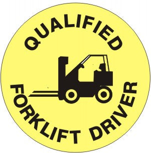 Qualified Forklift Driver With Forklift Picto  - Helmet / Hard Hat Markers