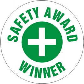 Safety Award Winner With  Wht/Grn Cross In Circle 25 - Helmet / Hard Hat Markers