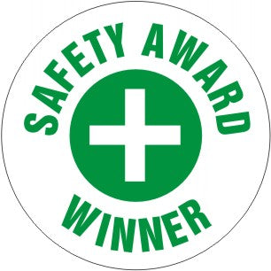 Safety Award Winner With  Wht/Grn Cross In Circle 25 - Helmet / Hard Hat Markers