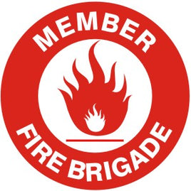 Member Fire Brigade  Red/Wht Flame Picto - Helmet / Hard Hat Markers