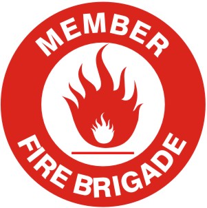 Member Fire Brigade  Red/Wht Flame Picto - Helmet / Hard Hat Markers