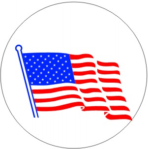 American Flag On Pole  - Helmet / Hard Hat Markers