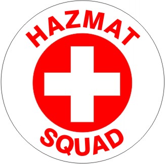 Hazmat Squad With  Wht/Red Circle Cross - Helmet / Hard Hat Markers