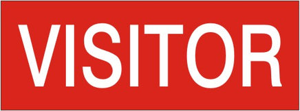 Visitor - Helmet / Hard Hat Marker - White On Red