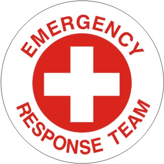 Emergency Response Team With  Wht/Red Cross In Circle - Helmet / Hard Hat Markers