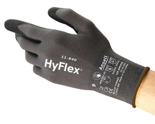 11-840 Nitrile Foam Palm Coated Gloves, Size 9, Black | 012-11-840-9
