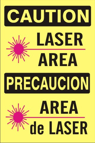 Caution Laser Area With Graphic Bilingual Signs | M-0741