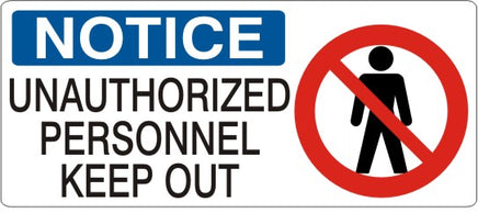 Notice Unauthorized Personnel Keep Out Signs | NP-7119