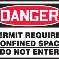 Osha Danger Safety Label: Permit Required - Confined Space - Do Not Enter
