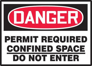 Osha Danger Safety Label: Permit Required - Confined Space - Do Not Enter