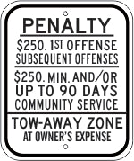 Penalty Tow Away Zone New Jersey - 12x10 - .080 EGP Aluminum