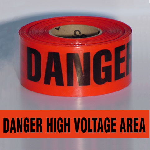 Caution High Voltage Area Barricade Tape - 3 Mil - 3