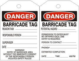 Danger Barricade Tags
